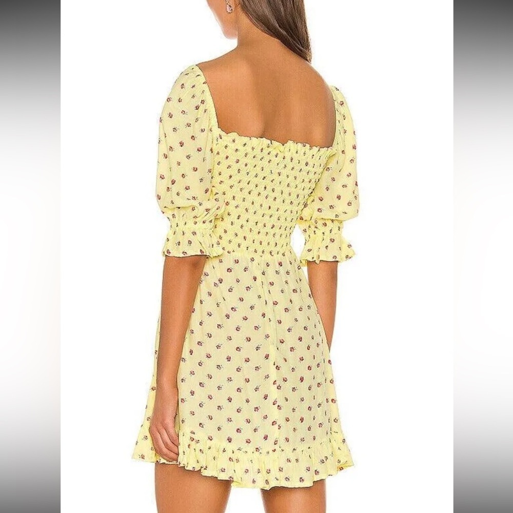 Faithfull The Brand Sage Mini Dress in Santa Maria Floral Yellow Sz XS - Picture 2 of 14